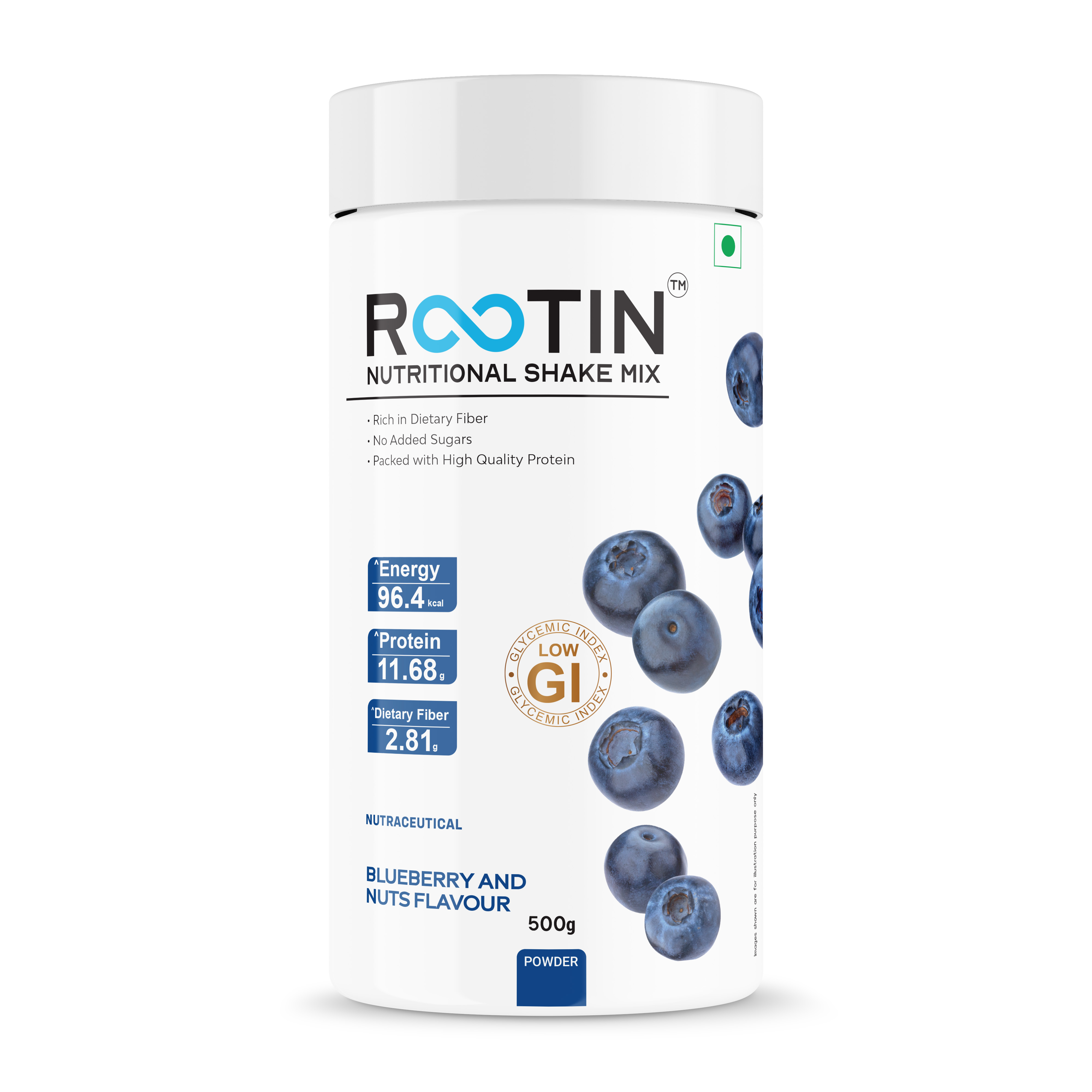 Rootin Nutritional Shake Mix Blueberry and nuts Flavour 500 gm